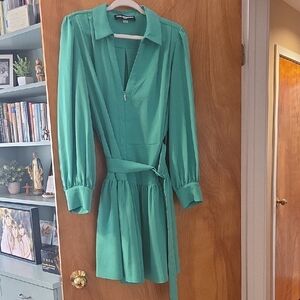 Karl Lagerfeld Teal Long Sleeve Dress